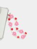 Beaded Phone Straps | Pink And Red Heart Flower Beaded Strap Beaded Phone Straps Beaded Phone Straps