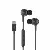 Headphones | Rxhd56C Usb C Wired Earbud Type Headphone With Microphone Black Headphones Black