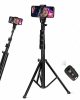 Selfie Sticks | Rxph61 1.6M Extendable Cell Phone Tripod With Wireless Remote And Phone Holder Black Selfie Sticks Black