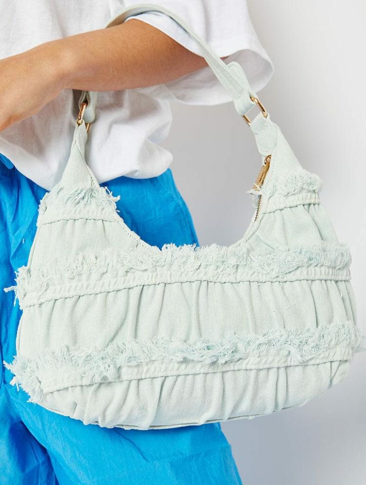 Bags | Gerri Frayed Denim Shoulder Bag Bags