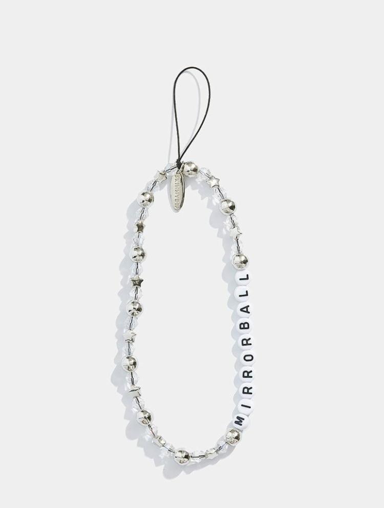 Beaded Phone Straps | Mirrorball Silver Beaded Phone Strap Beaded Phone Straps Beaded Phone Straps