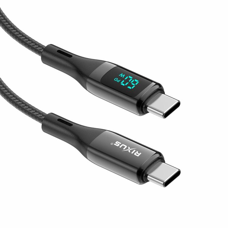 Cables | Rxuc28C Braided Usb-C Cable With Led Display 1M Black Cables Black