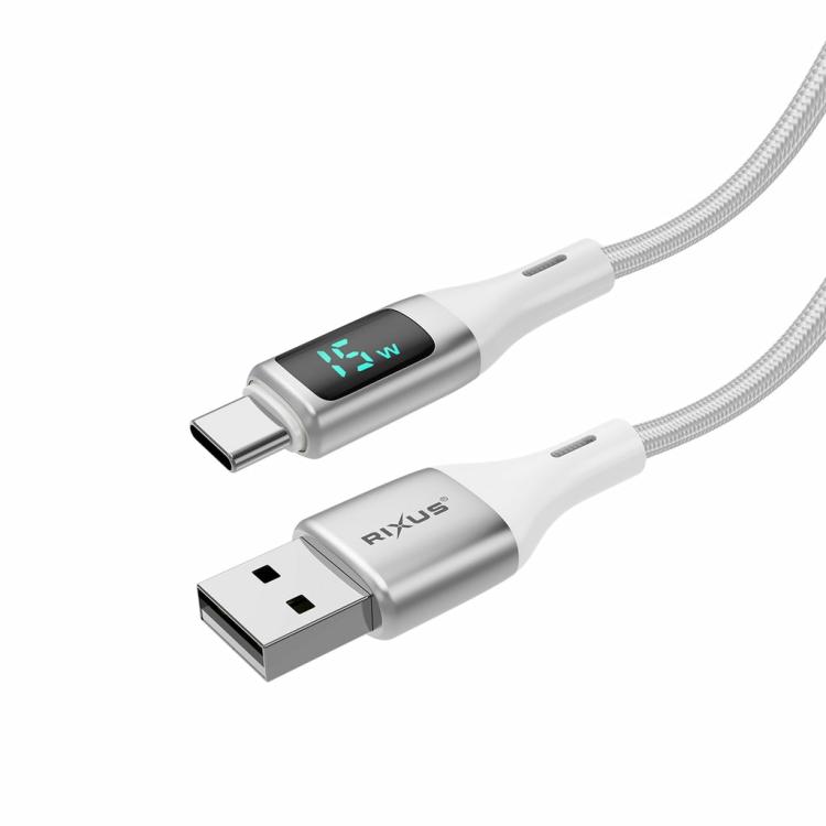 Cables | Rxuc29Ac Braided Usb-A To Usb-C Cable With Led Display White Cables Cables