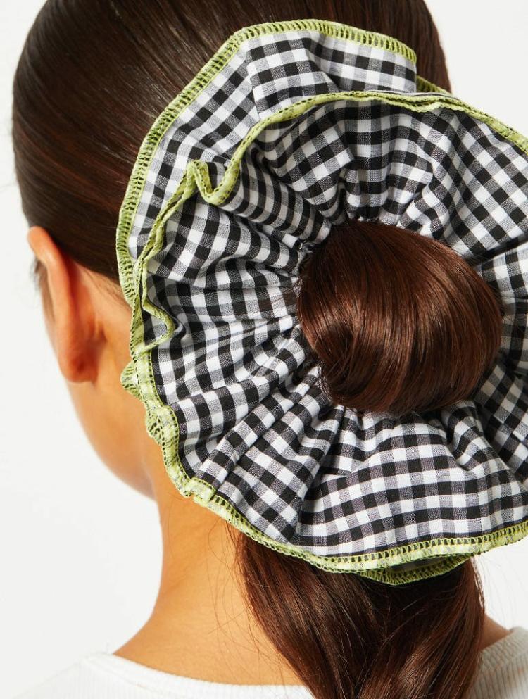 Home & Lifestyle | Gingham Frill Extra Large Scrunchie In Green Home & Lifestyle Home & Lifestyle