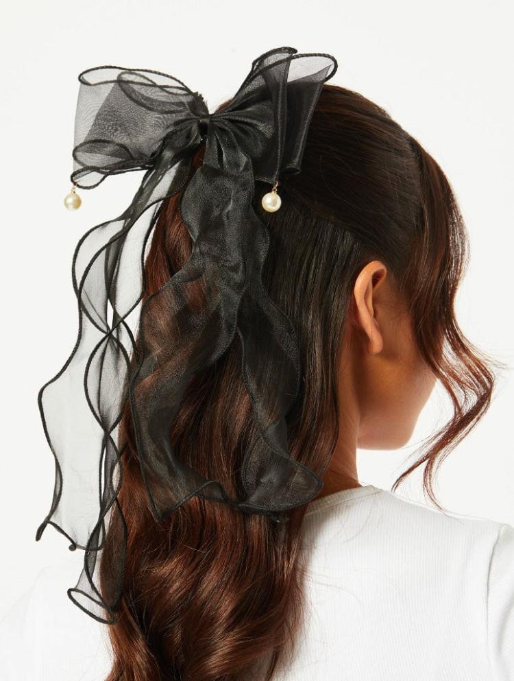 Home & Lifestyle | Organza Oversized Bow Hair Clip With Pearls Home & Lifestyle Home & Lifestyle