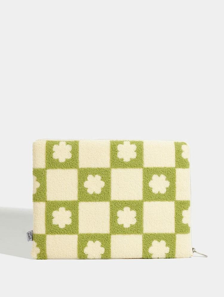 Home & Lifestyle | Sage Daisy Check Fuzzy Laptop Case Home & Lifestyle Home & Lifestyle