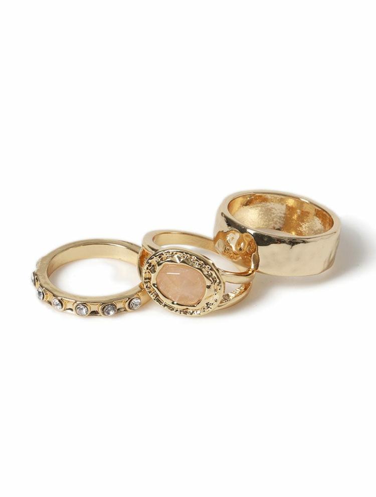 Jewellery |  3 Pack Gold Semi Precious Moonstone Rings Jewellery Jewellery