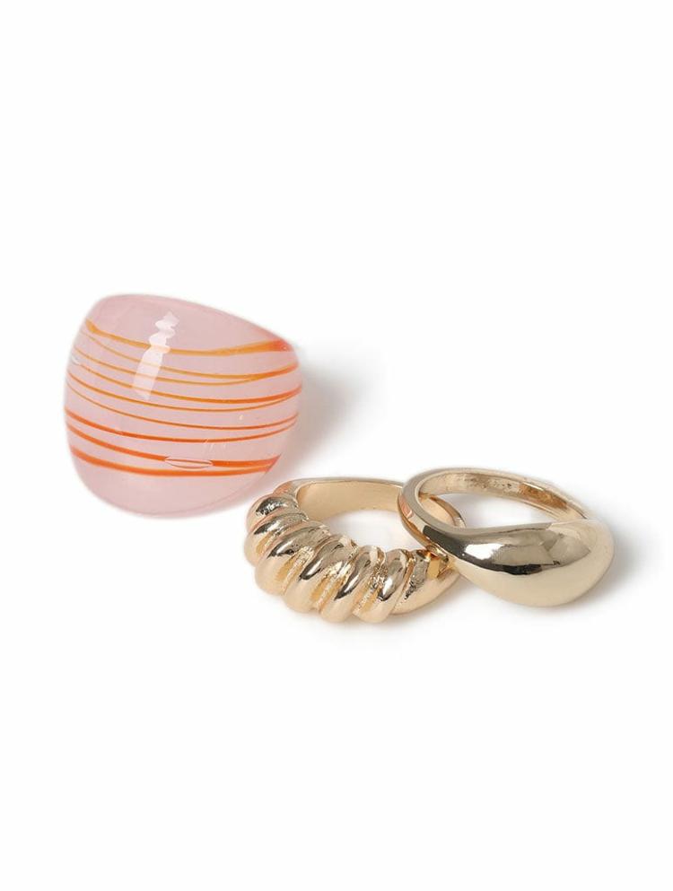 Jewellery |  3 Pack Striped Glass & Metal Rings Jewellery Jewellery