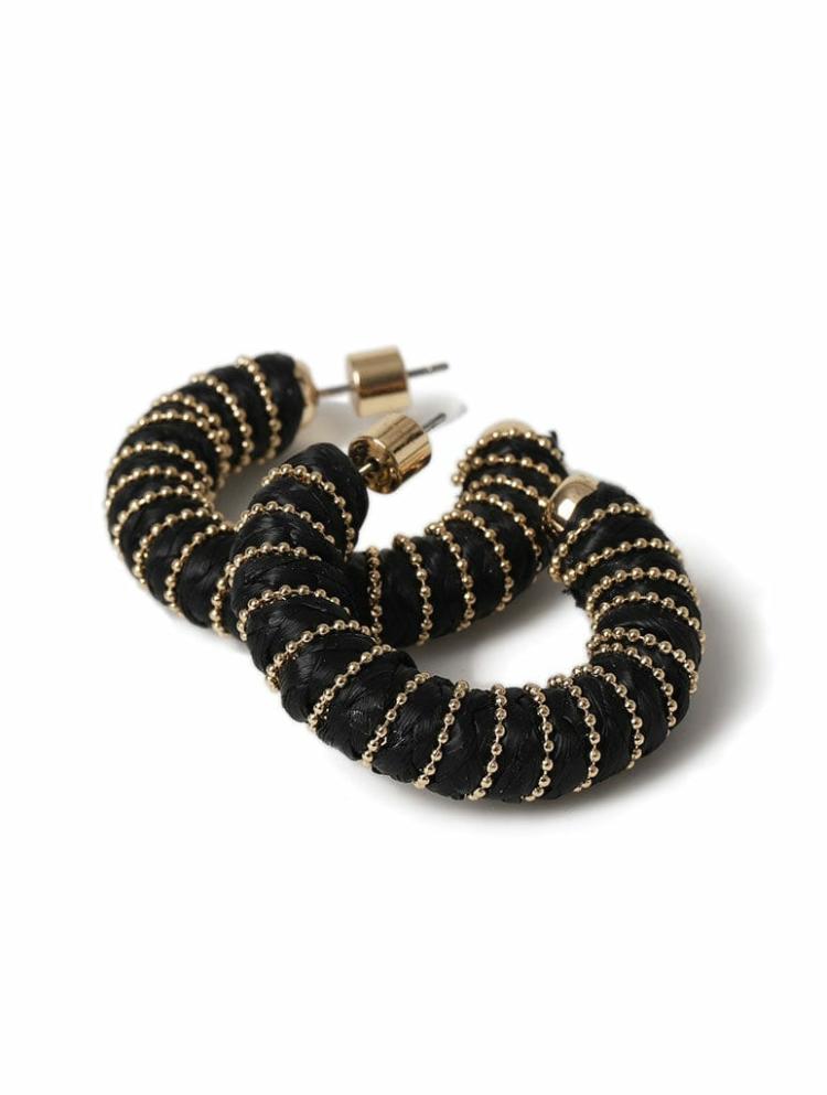 Jewellery |  Raffia Wrapped Black Hoop Earrings Jewellery Jewellery